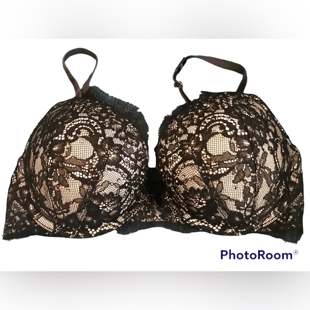 🆕NWT Victoria’s Secret Black Lace Dream Angel Push Up Bra Sz 32D